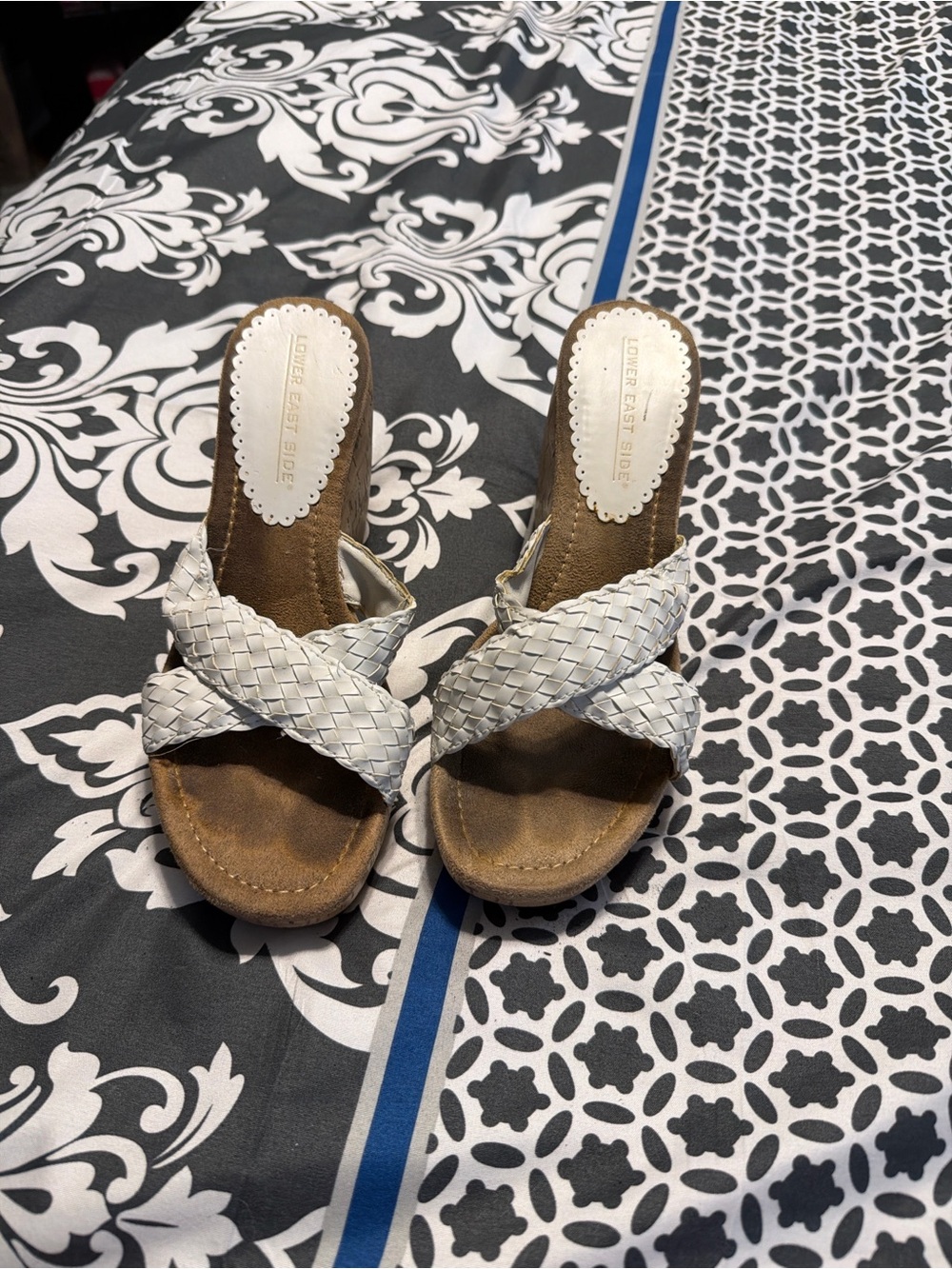 Lucky Brand White Braided Slide Mules